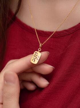 S925银种子字吉祥天母作明佛母大鹏鸟种子字镀金吊坠项链菩提配饰