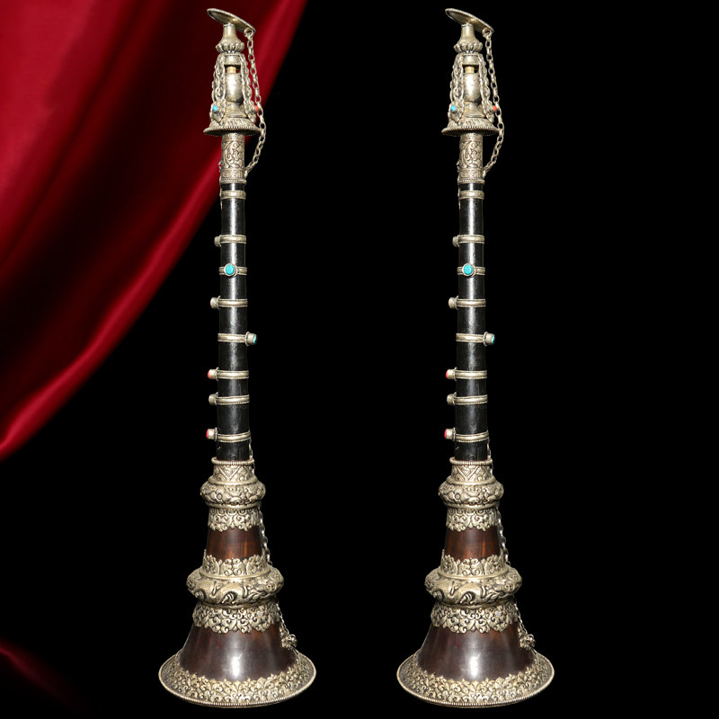 藏式唢呐民族吹奏乐器笛子尼泊尔手工密宗演奏法会祭祀用品一对