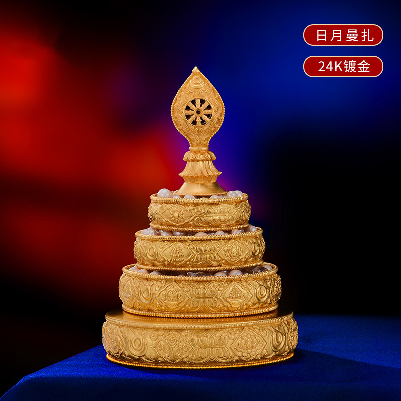 曼扎盘日月曼茶修盘999纯银