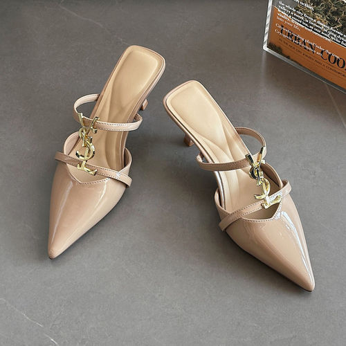 夏季女尖头细跟包头半拖不累脚