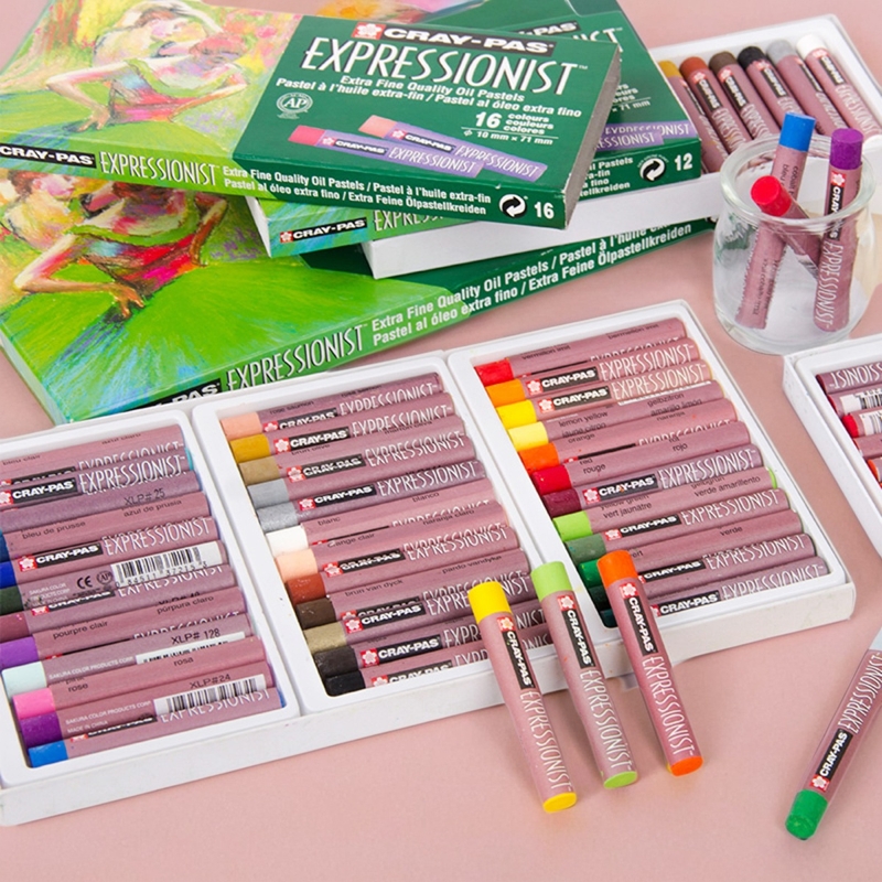 樱花50色中粗油画棒36色25色16色12色儿童涂鸦填色软蜡笔油化棒