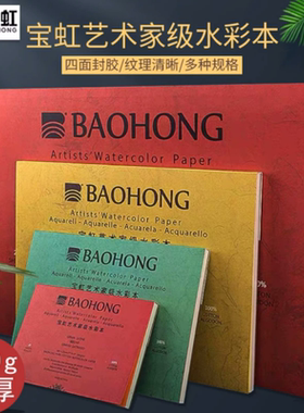 BAOHONG宝虹艺术家级水彩本300g加厚四面封胶中粗细纹理16开8开本