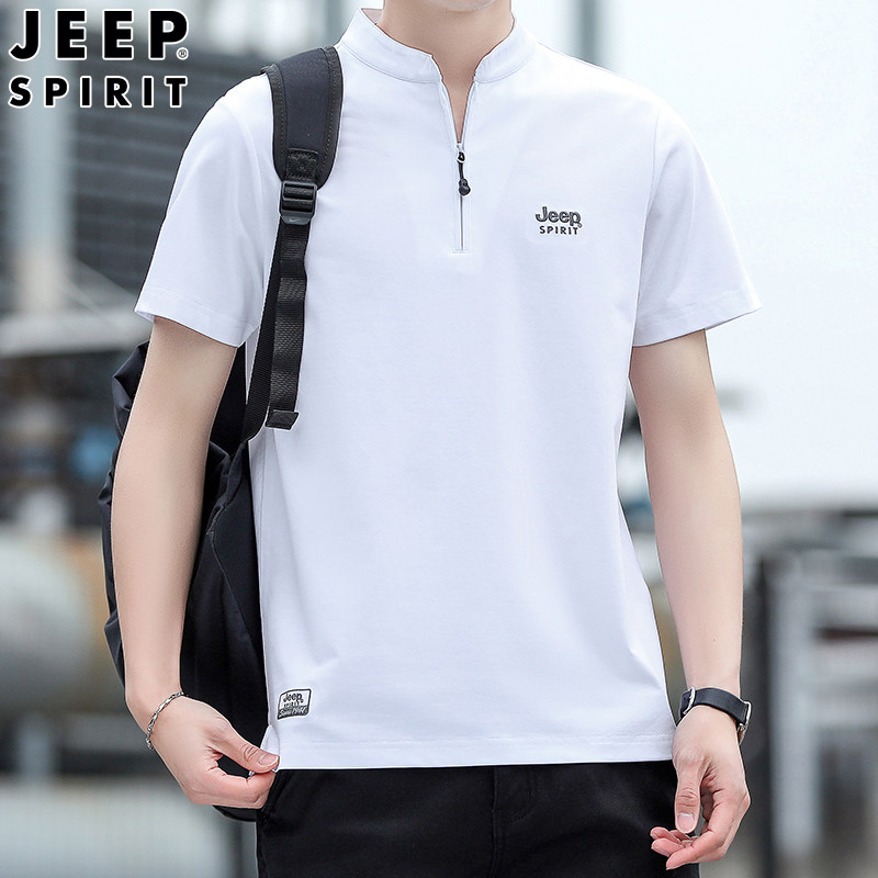 JEEP SPIRIT短袖T恤男2026新款Polo衫立领半拉链休闲商务潮流男装