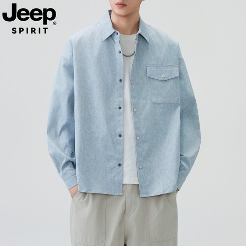 JEEPSPIRIT宽松牛仔衬衫男