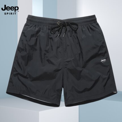 JEEP SPIRIT速干短裤男夏季情侣薄款沙滩裤透气运动裤黑色四分裤