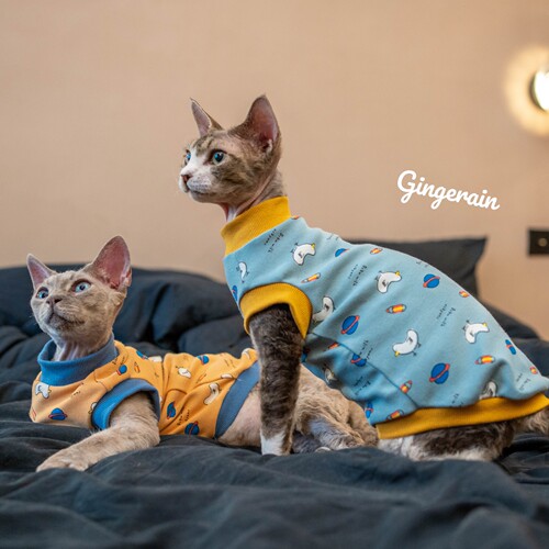 GINGERAIN无毛猫卡通印花背心