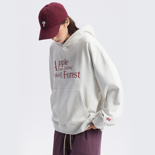 休闲外套男女 宽松帽衫 UHUZZ 24AW苹果树森林印花连帽卫衣情侣装