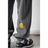 UHUZZ所谓微笑刺绣摇粒绒长裤 潮WOO专属 宽松百搭休闲运动卫裤