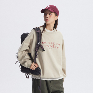 男女情侣装 UHUZZ 24AW在山坡上跳舞圆领套头卫衣休闲复古宽松长袖