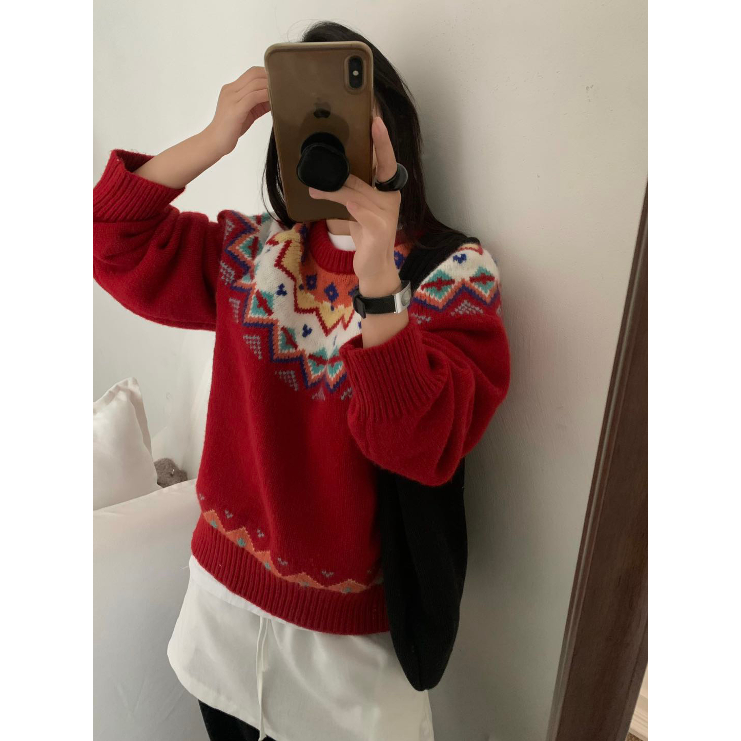 SUSAN-get博主同款简韩气质费尔岛套头毛衣2072s