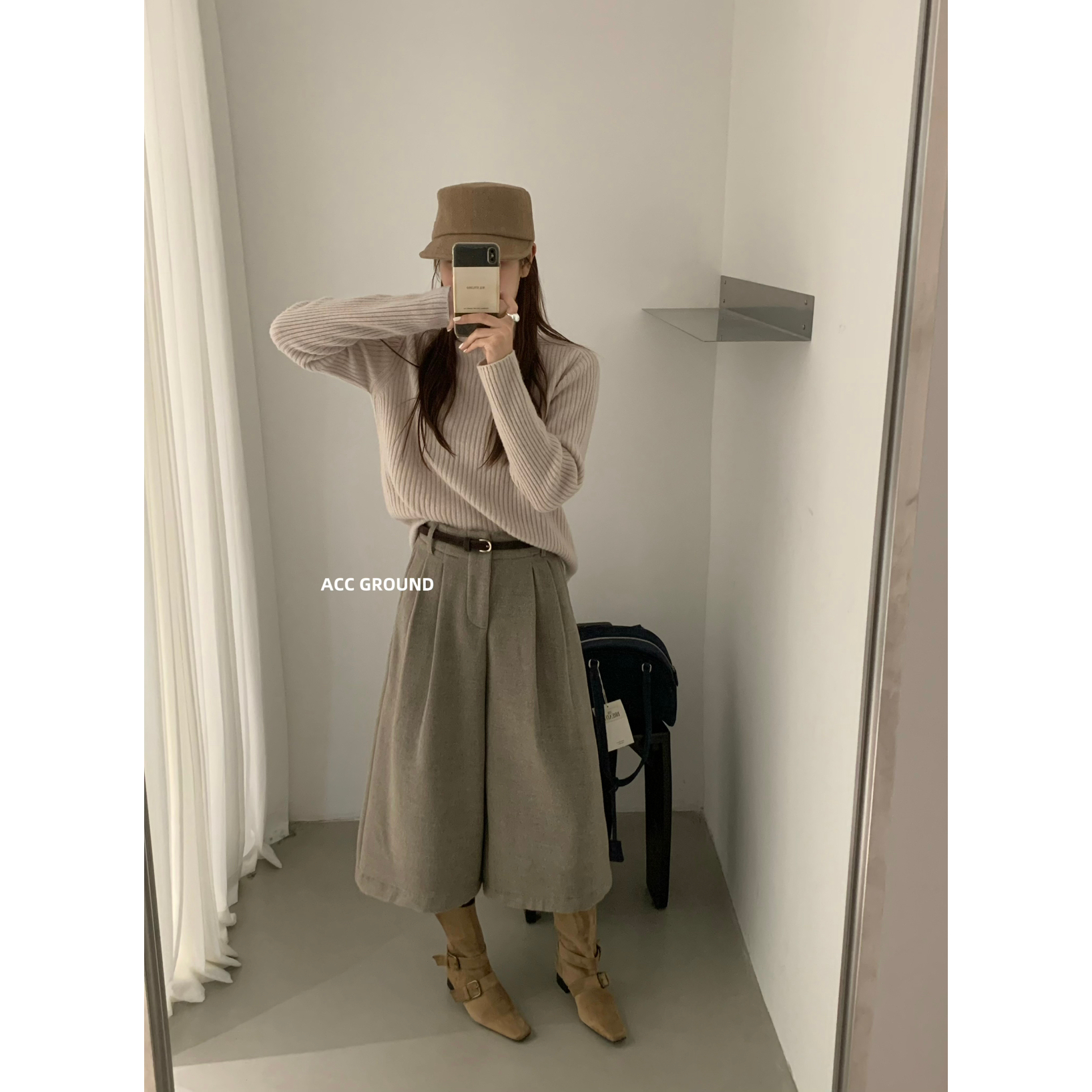 ACC.JD焦点-百搭休闲七分复合绒阔腿裤加厚休闲裤(配腰带)YS1-690