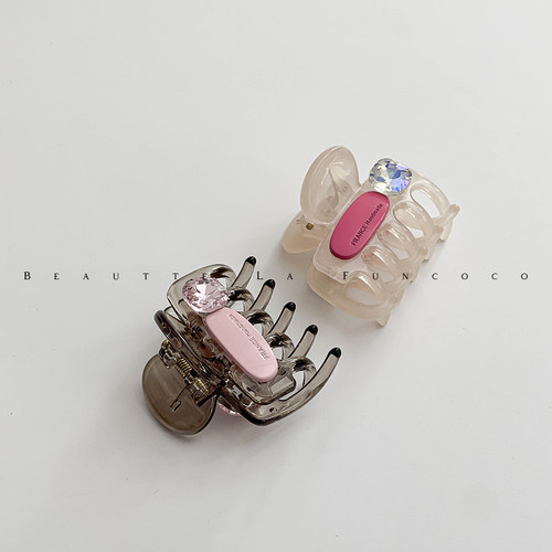 半扎发小号抓夹~垫高马尾韩国东大门2024新款水钻短发发夹鲨鱼夹