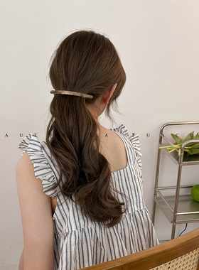 出口日本︱小众高级感贝壳贴面发量少低马尾发夹发饰一字弹簧夹子