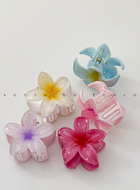 韩国进口小号鸡蛋花发夹半扎发刘海抓夹仙美度假风拍照神器鲨鱼夹