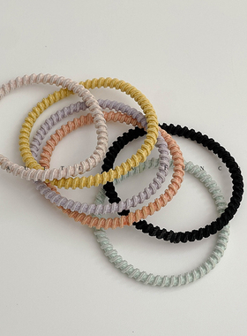 FUNCOCO｜年末清仓~螺纹橡皮筋皮套扎马尾头绳奶油色系