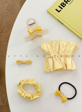 韩国东大门奶酪黄色丝质猪大肠发圈头绳高级感ins fever同款