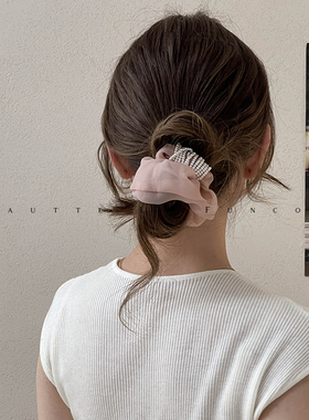 FUNCOCO｜温柔知性~欧根纱珍珠夏季大肠发圈扎头绳低马尾韩国头饰