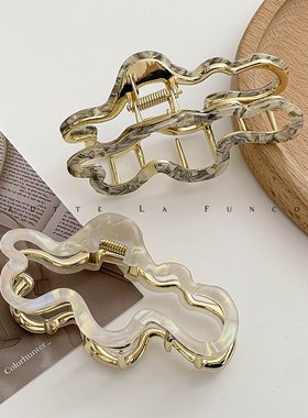 意式风格云朵大理石~简约高级感醋酸抓夹小号发量少中短发鲨鱼夹