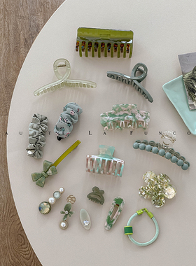 打破秋冬沉闷~温柔木绿色发饰合集｜高档精致后脑勺盘发夹鲨鱼夹