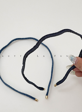 FUNCOCO｜休闲牛仔蓝色波浪压发极细不勒头防滑减龄韩国发苦女款