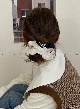 FUNCOCO｜温柔泡芙大肠圈~小熊蝴蝶结夏褶皱纱质头绳发圈1219