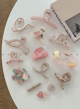 温柔百搭显气质｜低饱和粉色头饰鲨鱼夹抓夹头饰韩国2024新款发夹