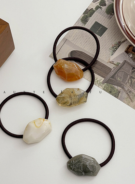侘寂风不规则大理石发圈~简约丸子头低马尾头绳发饰高级感皮筋女