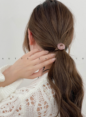 韩国进口醋酸纽扣发圈FRANCE小金标高端发饰高级感简约橡皮筋头绳