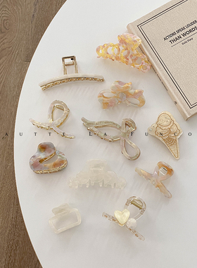 淡雅清新の米黄色~高档品牌发饰精致优雅2024新款头饰头发夹子女