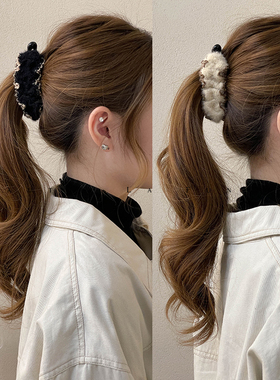 FUNCOCO｜超紧实发量少防滑马海毛小号长发扎马尾香蕉夹竖式发夹