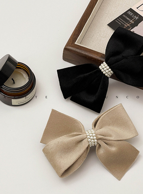 FUNCOCO｜黑色丝绒大蝴蝶结弹簧夹女后脑勺发夹发卡半扎头发夹子