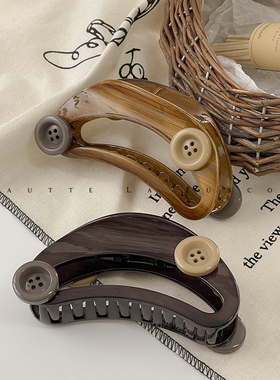 FUNCOCO｜油画笔触肌理感~森系文艺纽扣加大号发量多鲨鱼夹抓发夹