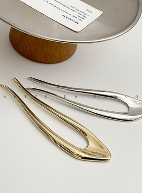 新中式u型金属发簪女2024新款高级感盘发神器日常通勤发钗子发饰