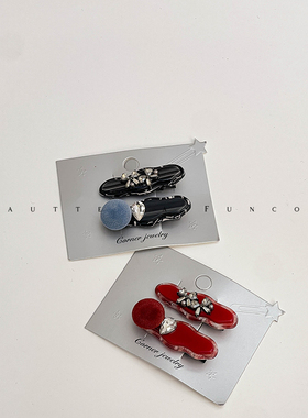 FUNCOCO｜韩国ins甜美圆球闪钻蝴蝶结醋酸波浪鸭嘴女发夹侧边发饰
