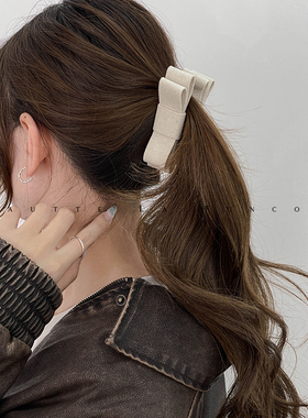 FUNCOCO｜千鸟格蝴蝶结韩国秋冬新款2025竖式马尾固定发夹香蕉夹