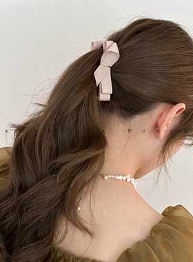 发量少适用~韩国进口布艺蝴蝶结小号香蕉夹竖式防滑发卡马尾发夹