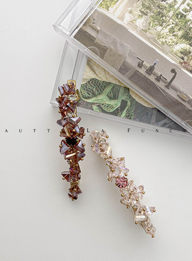 手工串珠水晶小号弹簧夹一字夹半扎发刘海发夹碎发卡子轻熟通勤女