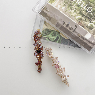 手工串珠水晶小号弹簧夹一字夹半扎发刘海发夹碎发卡子轻熟通勤女