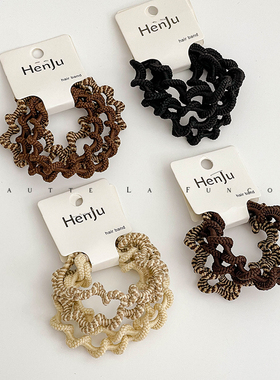 舒适卷边无痕皮筋女扎头高弹力黑色丸子头绳高马尾发绳粗发圈好用