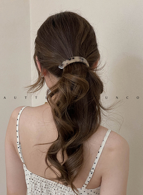 FUNCOCO｜简洁又高级的弧形~玳瑁色发量多大号马尾发扣一字发夹女