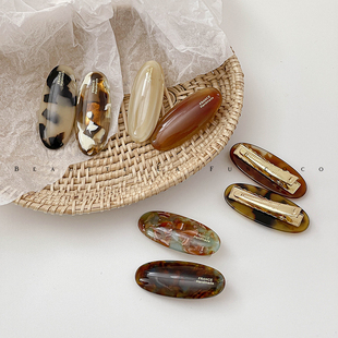 韩国气质 FRANCE小金标油画彩色醋酸简约小号刘海发夹侧边夹子女