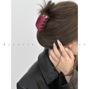 炒鸡显白 车厘子醋酸抓夹小号发量少鲨鱼夹高级感后脑勺头发夹子