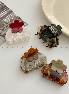 FUNCOCO｜送你一朵小fafa~清新油画感醋酸鲨鱼夹后脑勺发量少抓夹