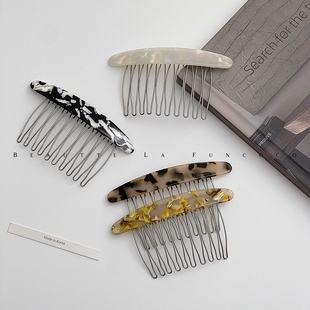 固定刘海碎发神器︱醋酸简约发梳插梳发夹倒插发饰网红2024新款 女
