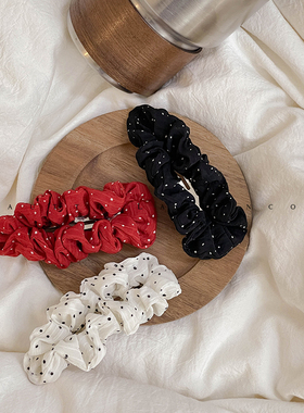 FUNCOCO｜法式复古小波点~褶皱简约气质大号侧边刘海发夹BB夹优雅