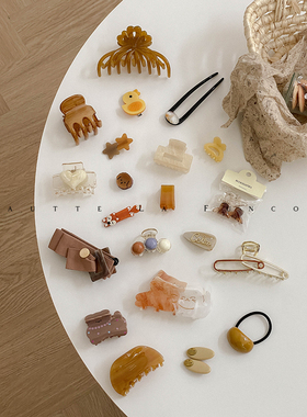 夏日柑橘乌龙~韩国东大门高级感发饰设计师可爱卡通发夹鲨鱼夹女