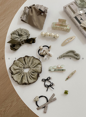 韩里韩气鼠尾草绿~干花刘海发夹侧边碎发一字夹夏季新款发饰短发