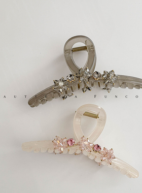 FUNCOCO｜手工串珠~blingbling水晶鲨鱼夹大号13cm发量多韩国抓夹