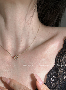 925纯银镀18K金圆环闪钻项链