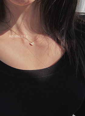 Anam12.9出口日系银镀18K黄金爱心桃心锁骨链心形本命年礼物